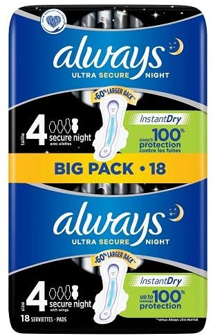 ALWAYS ULTRA SECURE NIGHT PADS X18