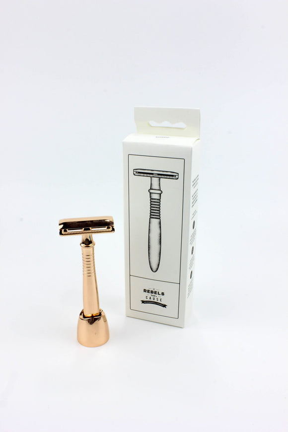 REBELS WITH A CAUSE PREMIUM METAL DOUBLE EDAGE SAFETY RAZOR ROSE GOLD