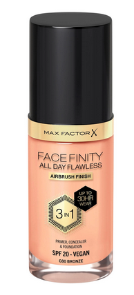 MAX FACTOR FACEFINITY ALL DAY FLAWLESS FOUNDATION 080 BRONZE