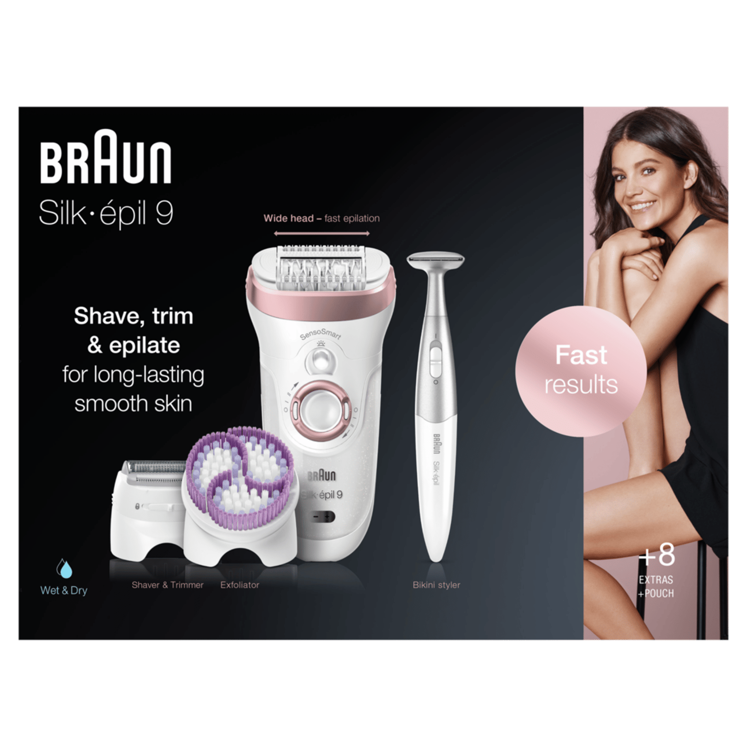 Braun Silk Epil 9 Flex 9010 Wet & Dry Epilator With 6 Extras incl