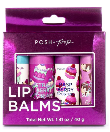 POSH + POP F81091-31255 SOFTENING LIP BALMS X 4