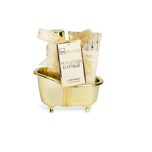 IDC INSTITUTE 12115 SCNETD GOLD MINI BATH TUB GIFT SET X 2