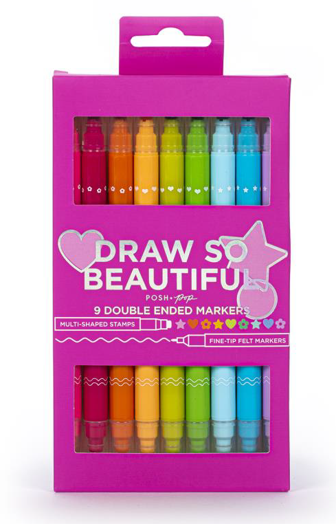 POSH + POP 30889T-31255 DRAW SO BEAUTIFUL DOUBLE ENDED MARKER X 9 PACK