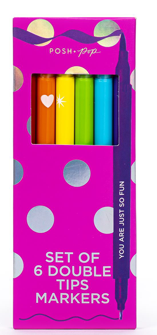 POSH + POP 30890T-31261 DOUBLE TIPS MARKERS X 6 PACK