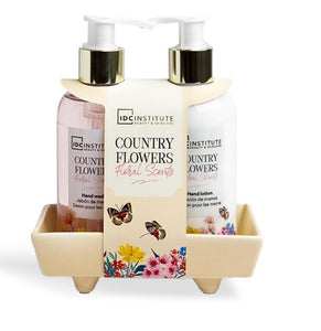 IDC INSTITUTE 56230 COUNTRY FLOWERS FLORAL SCENTS GIFT PACK HAND DUO ON CERAMIC