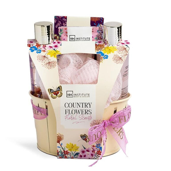 IDC INSTITUTE 56234 COUNTRY FLOWERS FLORAL SCENTS GIFT PACK IN ROUND TIN X 5 PCS