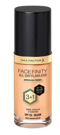 MAX FACTOR FACE FINITY ALL DAY FLAWLESS FOUNDATION 062 WARM BEIGE