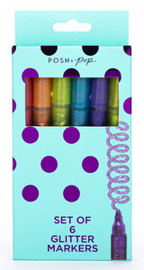 POSH + POP 30867T-31259 SET OF 6 GLITTER MARKERS