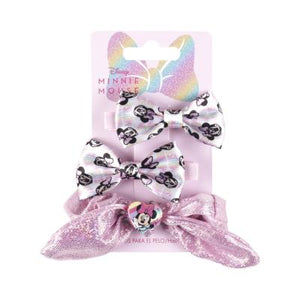 CERDA 2463 HAIR ELASTICS + CLIP SET MINNIE PINK