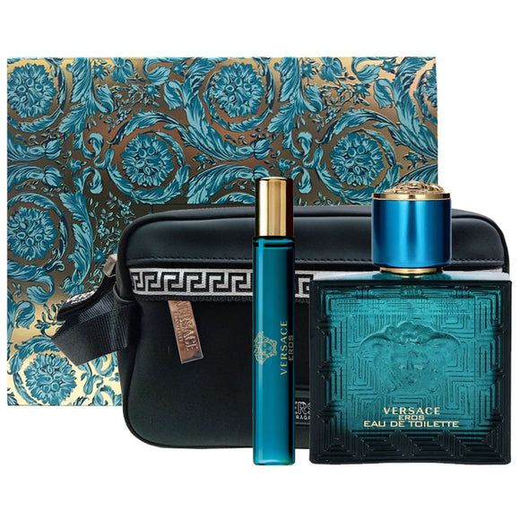 VERSACE EROS EAU DE TOILETTE 100 ML+EAU DE TOILETTE 10 ML  + VERSACE BLACK TROUSSE