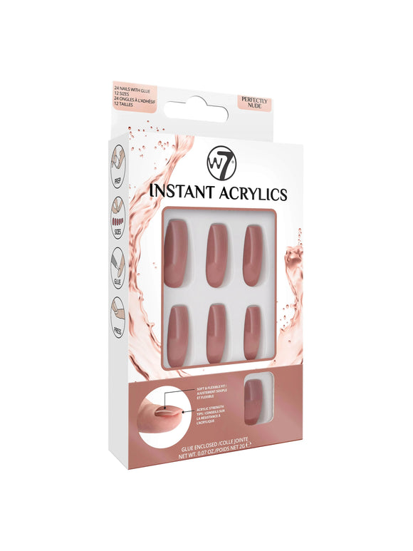 W7 INSTANT ACRYLICS FALSE NAILS PERFECTLY NUDE