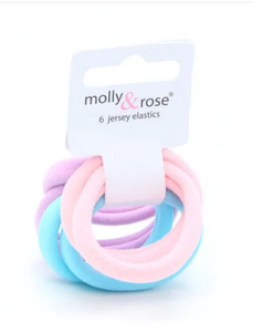 MOLLY & ROSE 8792 PASTEL JERSEY ELASTICS X 6 PACK