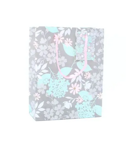 MOLLY & ROSE 0962 GREY FLORAL PRINT GIFT BAG