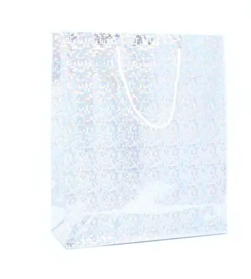 MOLLY & ROSE 1063 SILVER HOLOGRAPHIC GIFT BAG EXTRA LARGE