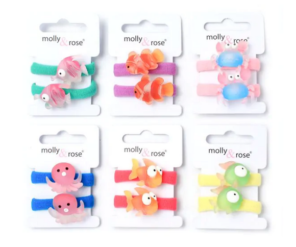 MOLLY & ROSE 8751 SEA THEMED ANIMAL MOTIFS ELASTICS X 2 PACK