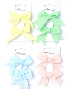 MOLLY & ROSE 8638 CRINKLE FABRIC BOW CLIP X 2 PACK