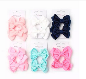 MOLLY & ROSE 8361 RIBBON DOUBLE BOW CLIPS X 2 PACK