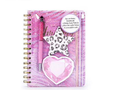 TRI-COASTAL 30720T-31777 PINK LEOPARD PRINT SPIRAL NOTEBOOK WITH BUILT IN CASE