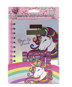 TRI-COASTAL K30075-31910 UNICORN SPIRAL JOURNAL WITH CALCULATOR