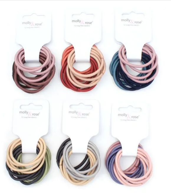 MOLLY & ROSE 7650 MIXED COLOURS ELASTICS X 12 PACK