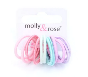 MOLLY & ROSE 7573 MINI SHINY PASTEL ELASTICS X 12 PACK