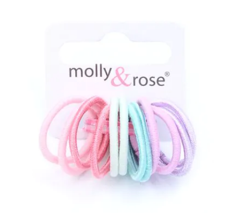 MOLLY & ROSE 7573 MINI SHINY PASTEL ELASTICS X 12 PACK