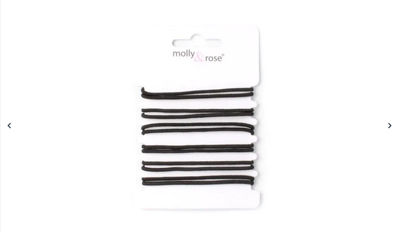 MOLLY & ROSE 7735 BLACK THIN ELASTICS X 12