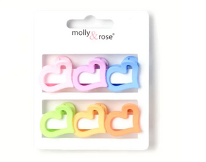 MOLLY & ROSE 8879 HEART PASTEL MINI JAW CLIPS X 6 CLIPS