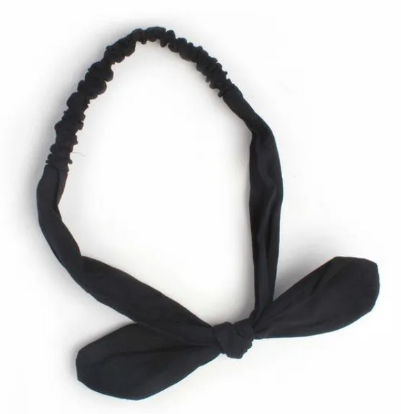 MOLLY & ROSE 7492 FABRIC BLACK BOW ELASTIC BAND