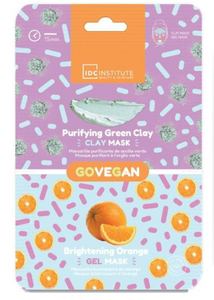 IDC INSTITUTE 85107 PURIFYING GREEN CLAY MASK + BRIGHTENING ORANGE GEL MASK