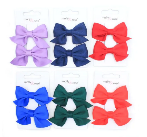 MOLLY & ROSE 8758 NAVY BLUE BOWS CLLIPS X 2 PACK