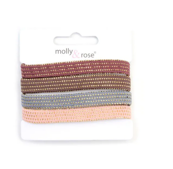 MOLLY & ROSE 9160 FLAT GLITTER HAIR ELASTICS X 4 PACK