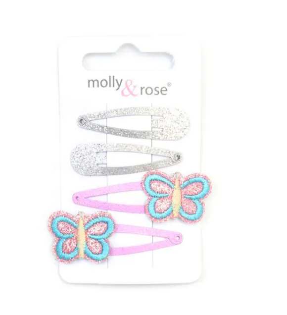 MOLLY & ROSE 9156 BUTTERFLY GLITTER CLICK CLACKS X 4 PACK