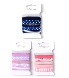 MOLLY & ROSE 9164 BLUE TONE ELASTICS X 6 PACK