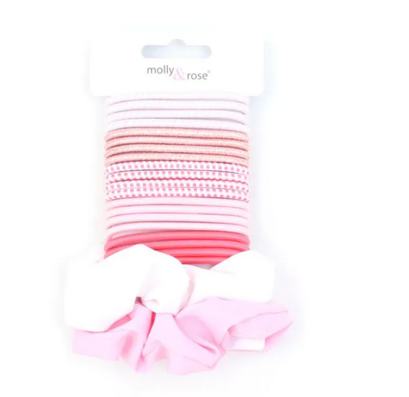 MOLLY & ROSE 9071 PINK TONE ELASTICS & SCRUNCHIE SET