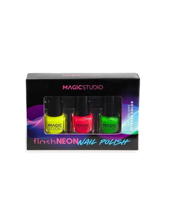 MAGIC STUDIO 12264 FLASH NEON NAIL POLISH SET X 3 PCS