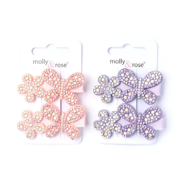 MOLLY & ROSE 8740 BUTTERLFY RIBBON COVERED CLIPS X 2 PACK