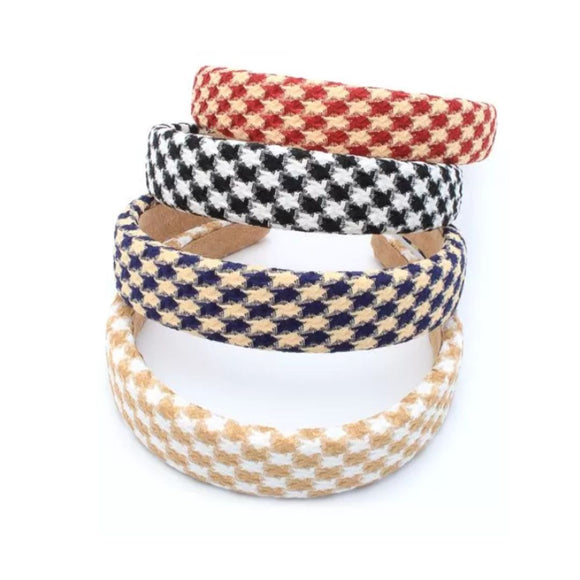 MOLLY & ROSE 8588  HOUNDSTOOTH TWEED PADDED ALICE BAND
