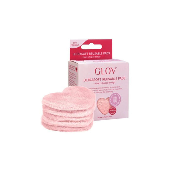 GLOV MAKE UP REMOVER HEART PADS PINK X5