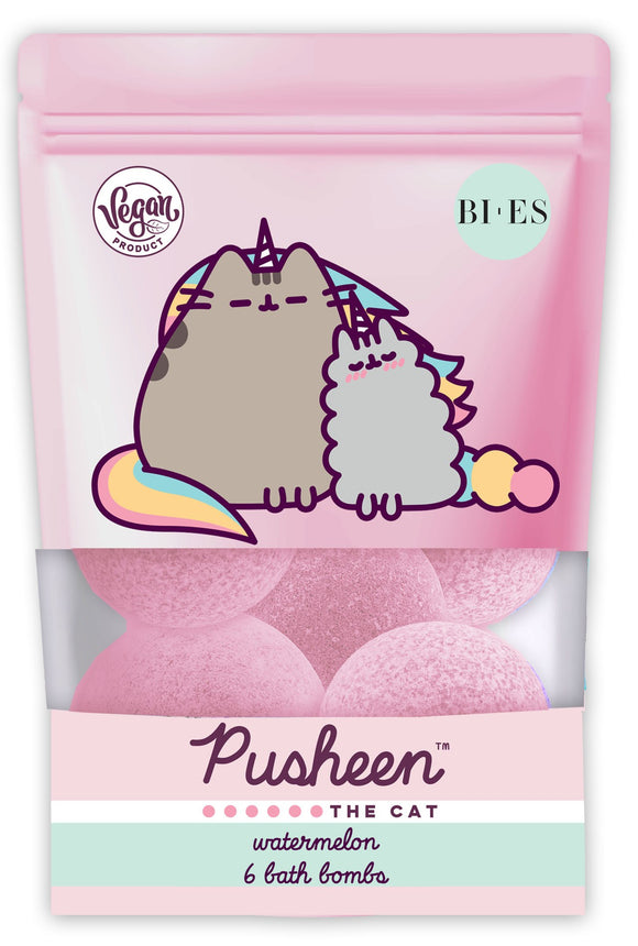 URODA 6701 BI-ES PUSHEEN THE CAT WATERMELON BATH BOMB X 6