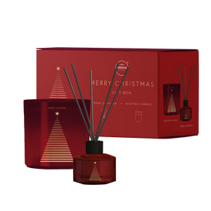 AROMA HOME 4091 MERRY CHRISTMAS GIFT BOX SCENTED CANDLE 150G & REED DIFFUSER 100ML