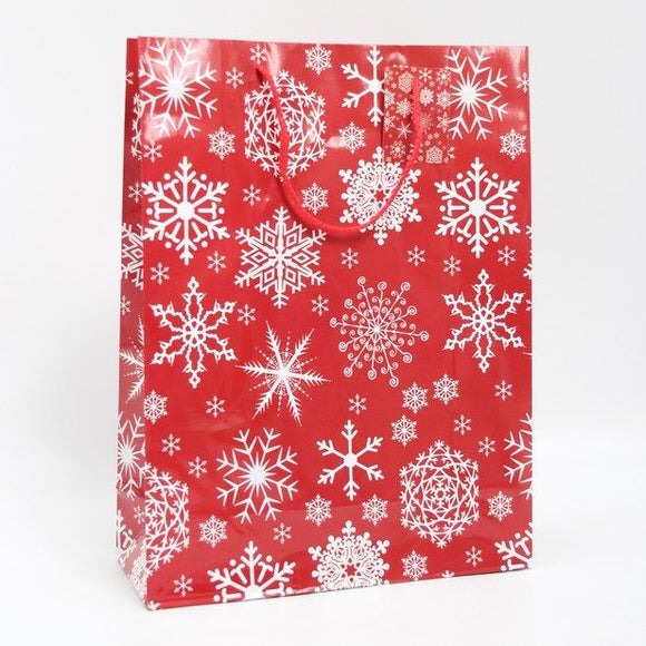 MOLLY & ROSE 0866 WHITE SNOW FLAKE GIFT BAG EXTRA LARGE