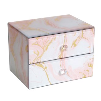 STAIRS 27671 PINK MARBLE 2 DRAWER JEWELLERY BOX