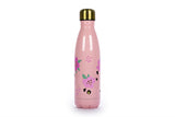 POSH + POP 30134T-31147 PINK FLOWERS METALLIC FINSIH WATER BOTTLE