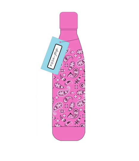 POSH + POP 30134-30657 PAINSLEY PRINT STAINLESS STEEL WATER BOTTLE