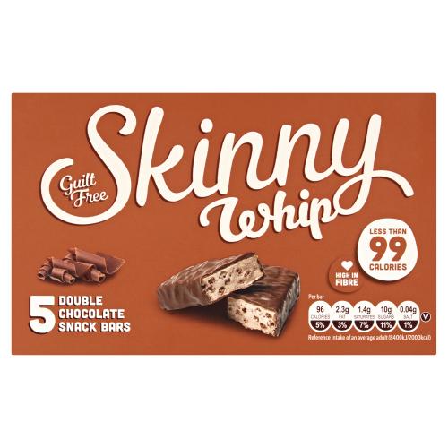 SKINNY WHIP DOUBLE CHOCOLATE SNACK BARS X 5
