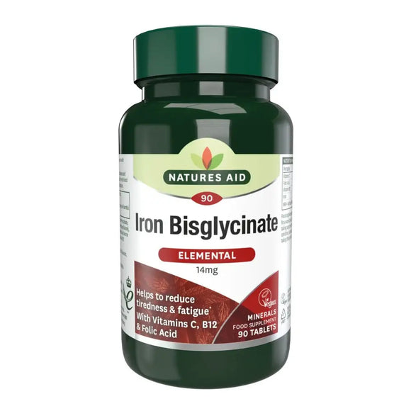 NATURES AID IRON BISGLYCINATE 14MG X 90 TABLETS