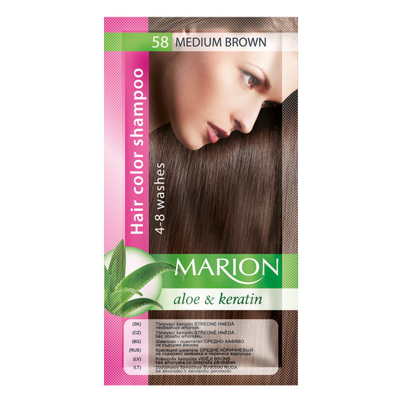 MARION 058 HAIR COLOUR SHAMPOO 58 MEDIUM BROWN 40ML