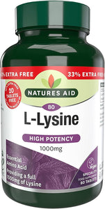 NATURES AID L-LYSINE 1000MG X 80 TABLETS