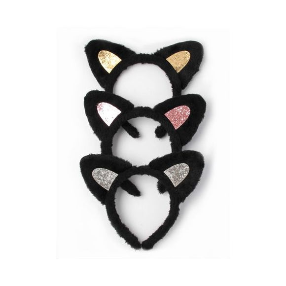 MOLLY & ROSE 7721 FURRY BLACK & PINK CAT EARS